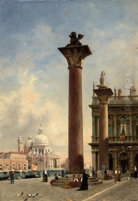 St. Mark's Square, With Santa Maria Della Salute Beyond Oil Painting by Logsdail William
