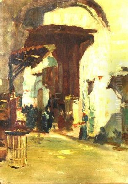 North African Street Scene Oil Painting by Logsdail William