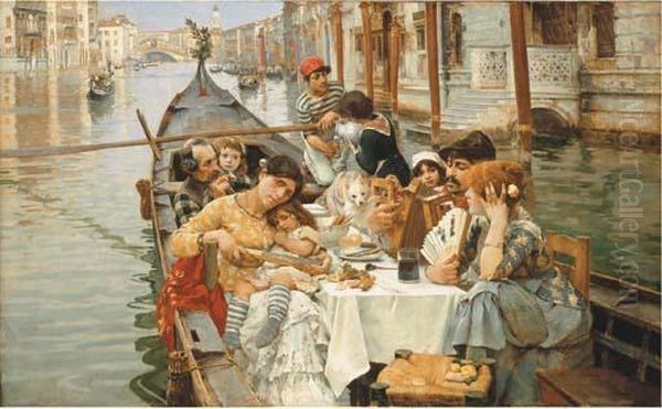 A Venetian Al Fresco Oil Painting by Logsdail William