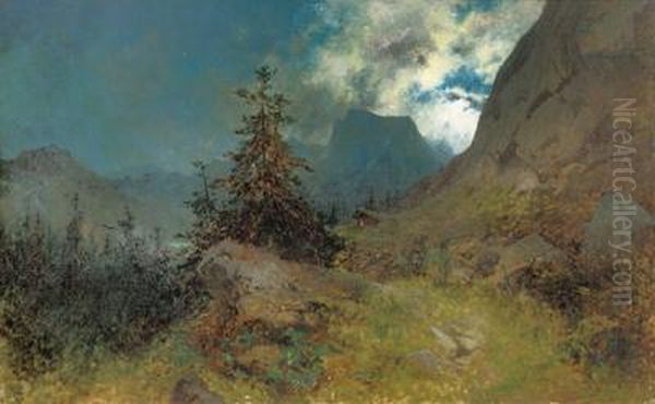 Abendstimmung Im Gebirge Oil Painting by August Lohr