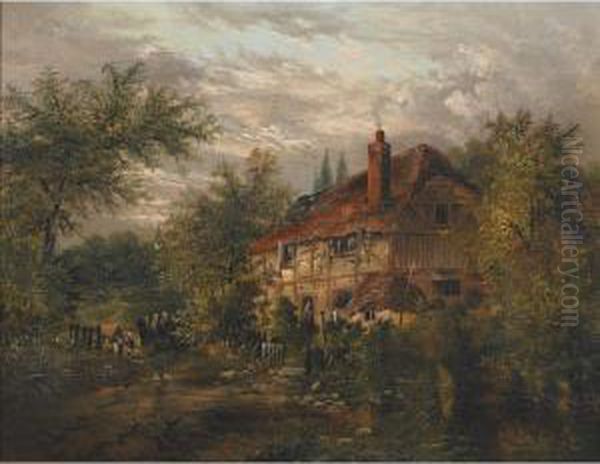 Two Views Of Hampshire Oil Painting by Edgar Longstaffe
