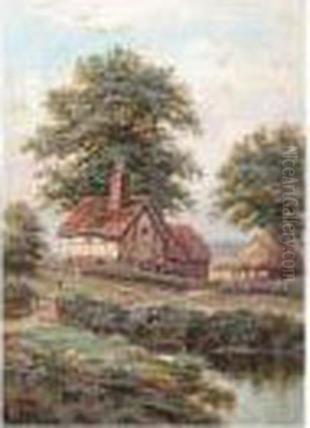 Happy Homes, Rettendon & 
Purley, Essex, A Pair, Monogrammed, Oil On Board , Each 43.5 X 31 Cm.; 
17 X 12 1/4 In Oil Painting by Edgar Longstaffe