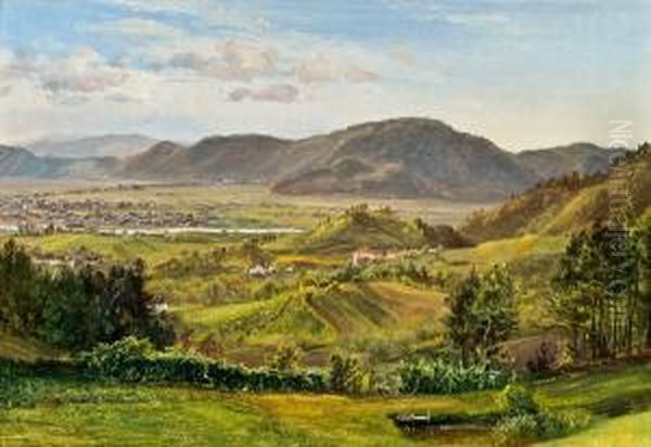 Sudwestansicht Von Graz Mit Blick Auf Schloss Eggenburg Oil Painting by Friedrich Loos