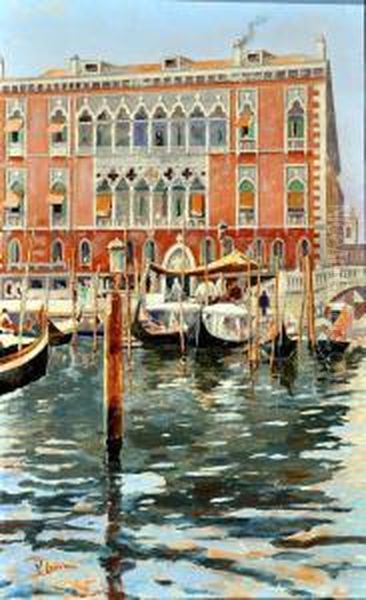 Venezia Canal Grande Oil Painting by Vincenzo Loria
