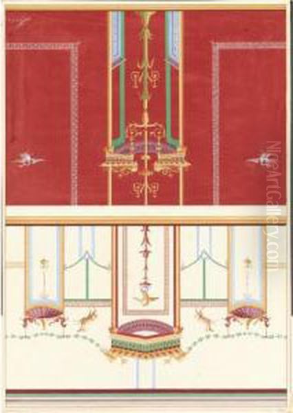 Studio Di Parete Dalla Villa Di Diomede A Pompei Oil Painting by Vincenzo Loria