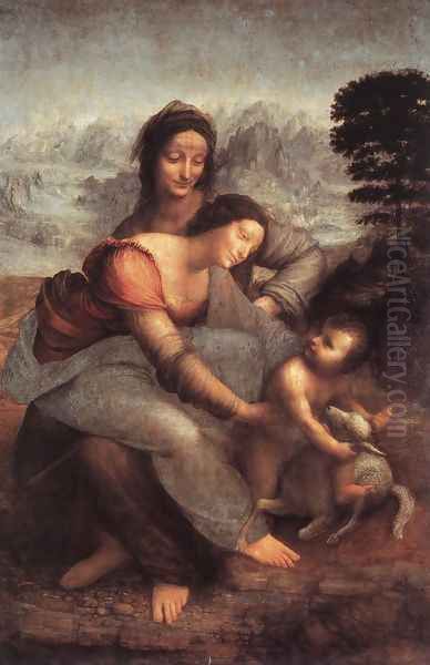 The Virgin and Child with St Anne c. 1510 Oil Painting by Leonardo Da Vinci