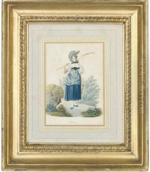 Costumes Suisses: Berne, 
Bateliere De Brienz; Berne, Chasseur De Chamois; Berne; And Schwyz Oil Painting by Gabriel I Lory