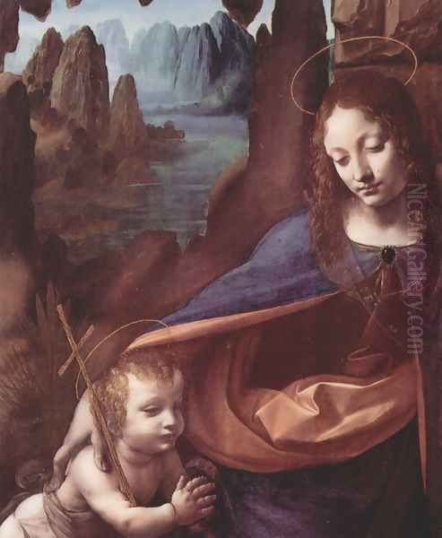Madonna of the Rocks (detail) Oil Painting by Leonardo Da Vinci