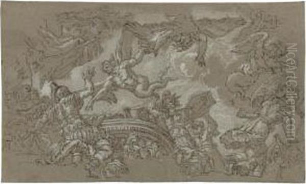 An Episode From Virgil's Aeneid:
 The Harpies Attacking The Fleet Ofaeneas On The Strophades Oil Painting by Johann Karl Loth