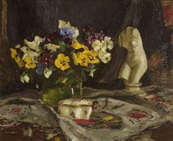 Stillleben Mit
 Stiefmutterchen Oil Painting by Johann Karl Loth