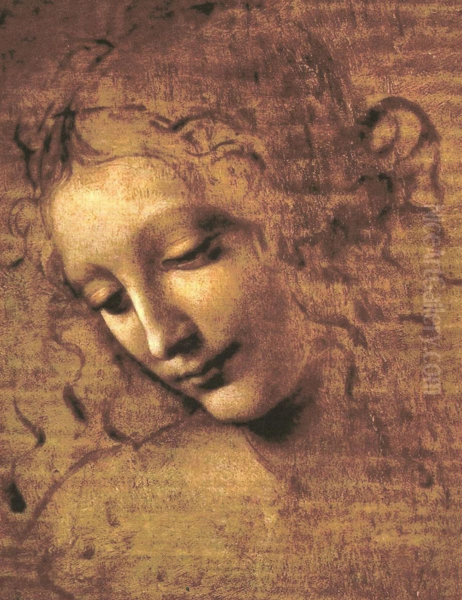 Head of a Woman Oil Painting by Leonardo Da Vinci