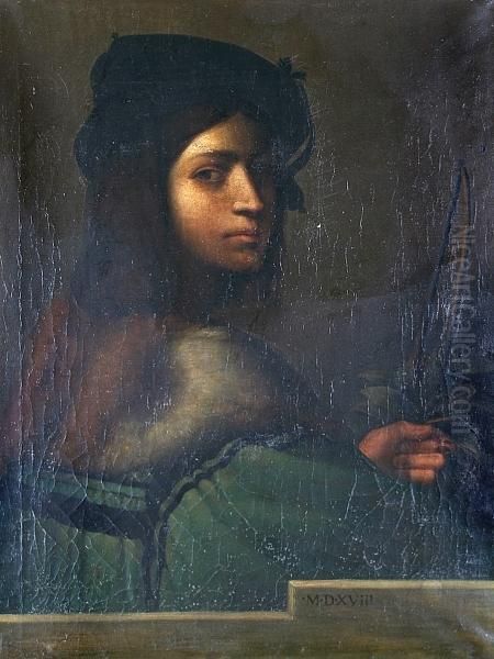 Portrait Of A Young Man With A Bow Oil Painting by Lorenzo Lotto