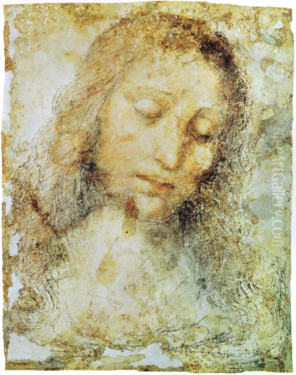 Head of Christ Oil Painting by Leonardo Da Vinci