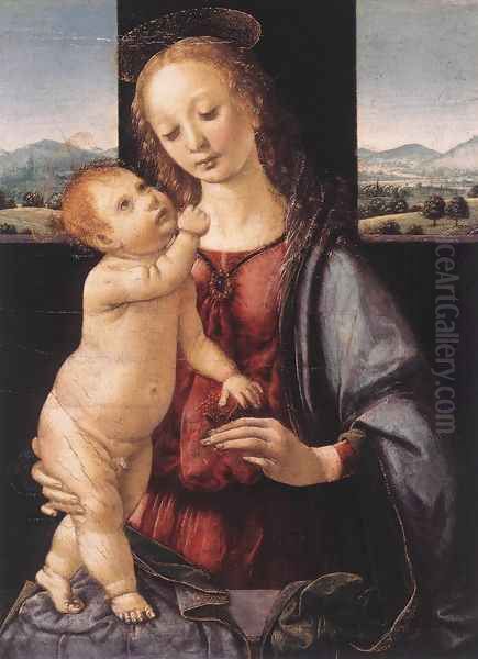Madonna and Child with a Pomegranate Oil Painting by Leonardo Da Vinci