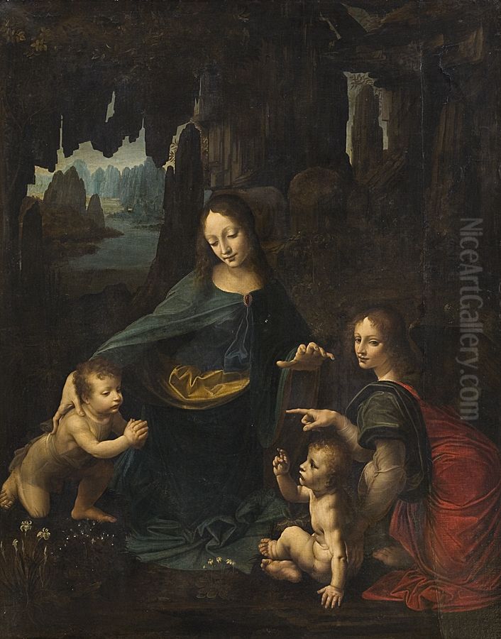 Virgin of the Rocks Oil Painting by Leonardo Da Vinci