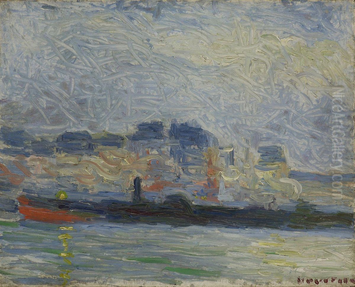 Hafenszene Oil Painting by Maurice Louvrier