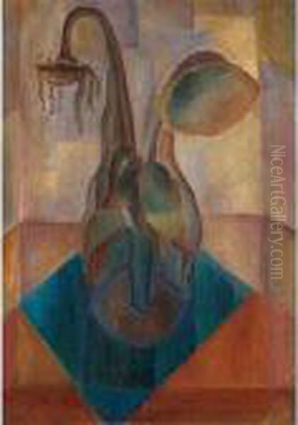 Sunflowers In A Vase Oil Painting by Adriaan Lubbers