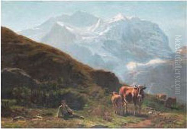 Vue De La Jungfrau Oil Painting by Albert Lugardon