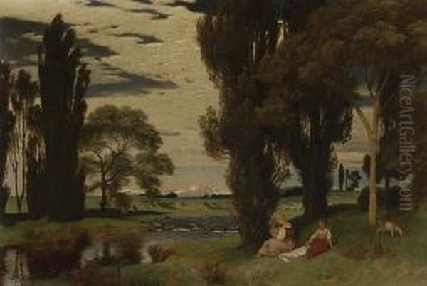 Sommerliche
 Bachlandschaft Oil Painting by Emil Lugo