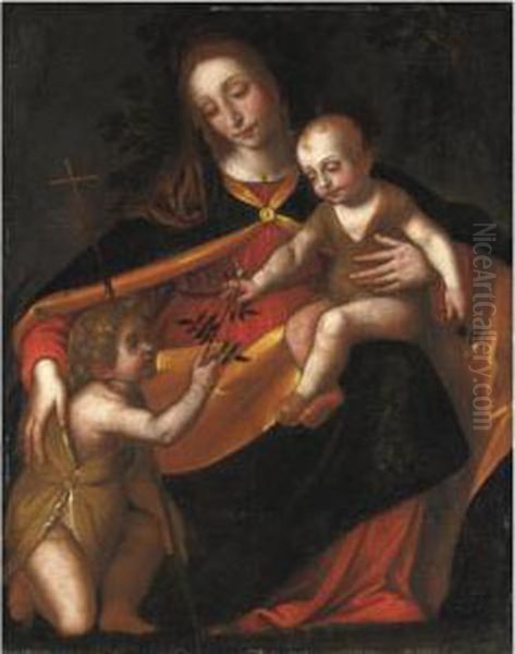 Madonna Col Bambino E San Giovannino Oil Painting by Bernardino Luini