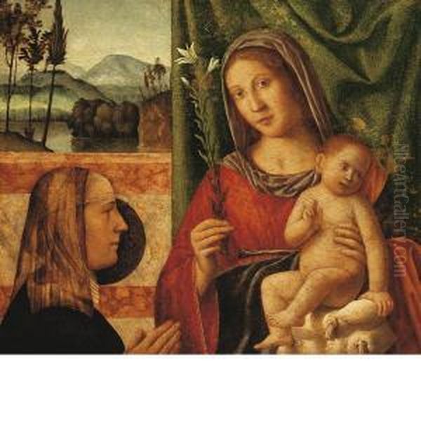 Madonna Col Bambino E Una Donatrice Oil Painting by Bernardino Luini