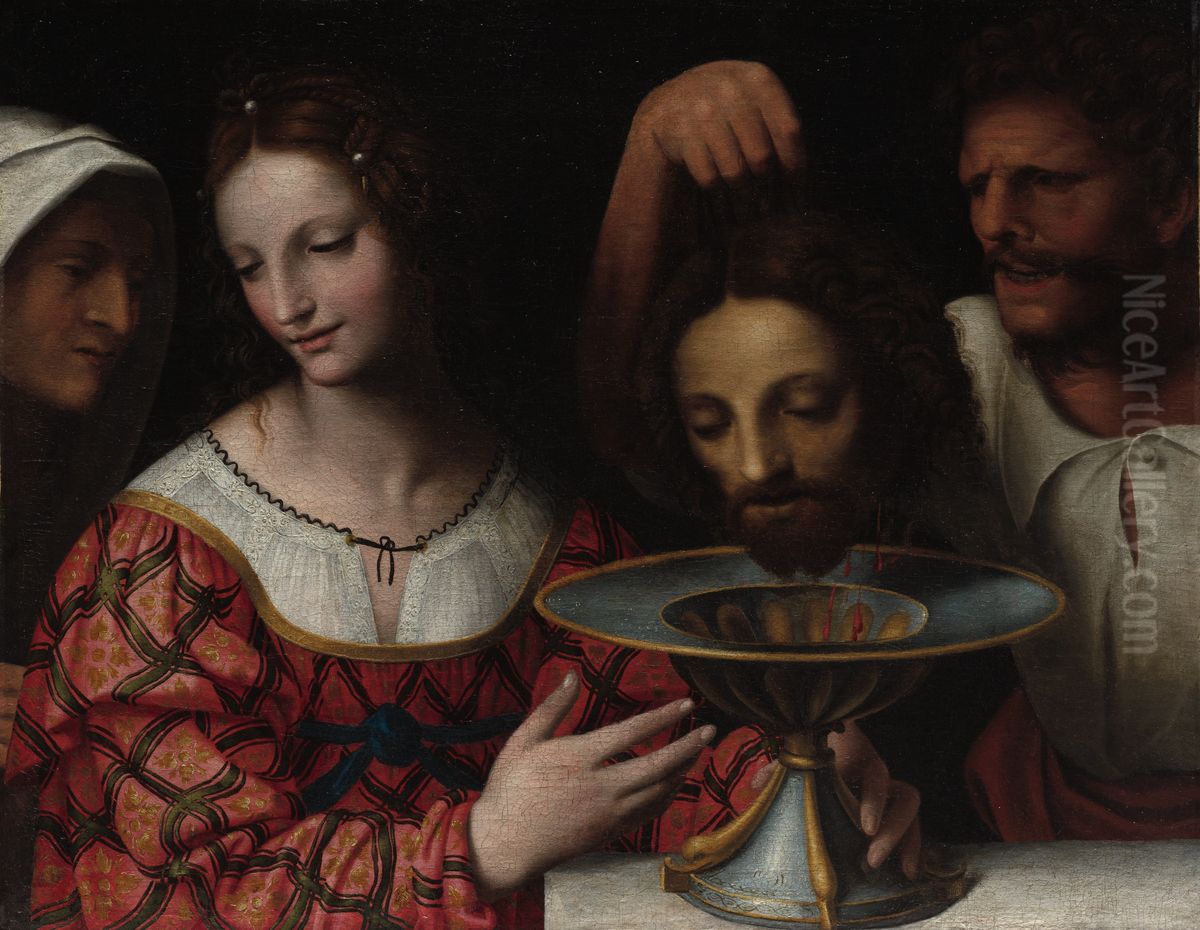 Salome With The Head Of Saint John The Baptist Oil Painting by Bernardino Luini