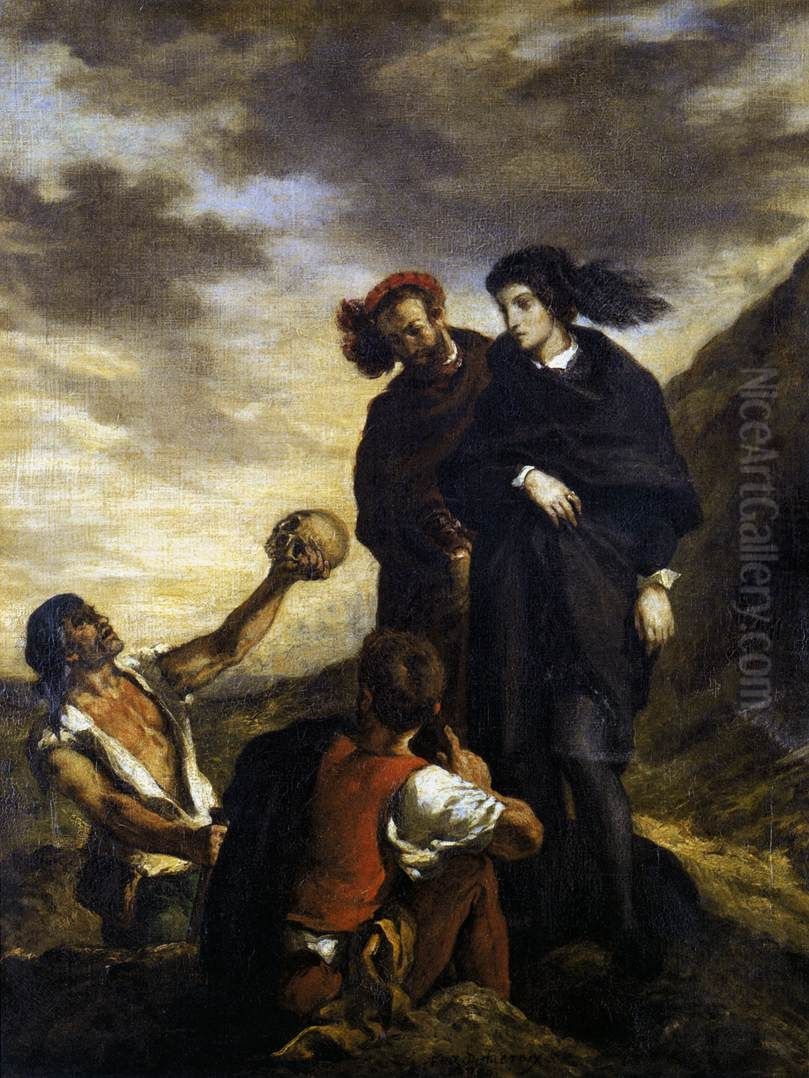 Hamlet and Horatio in the Graveyard Oil Painting by Eugene Delacroix