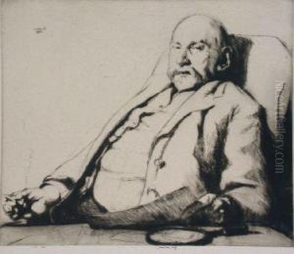 Portrait Of James Mcbey (seated Sketching) Oil Painting by Ernest S. Lumsden
