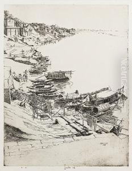 The Upper Reach Benares Oil Painting by Ernest S. Lumsden