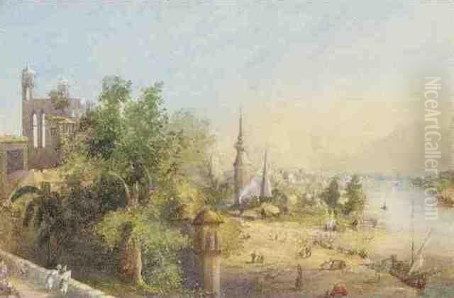 Hydrobad Oil Painting by Ernest S. Lumsden