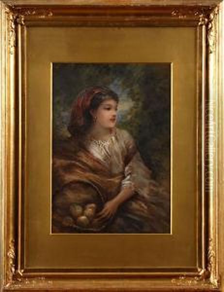 Sydlandskkvinnofigur Med Citroner Oil Painting by Egron Sellif Lundgren