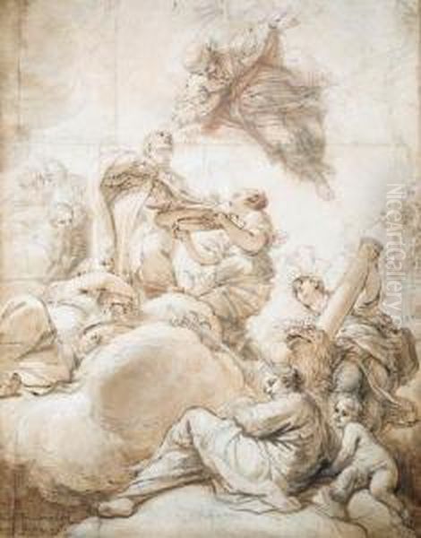 Allegory Of The Elevation Of 
Cardinal Deacon Oddone Colonna To Thepapal Chair As Pope Martin V Oil Painting by Benedetto Luti