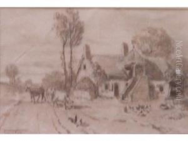 Ferme Oil Painting by Fernand Lutscher