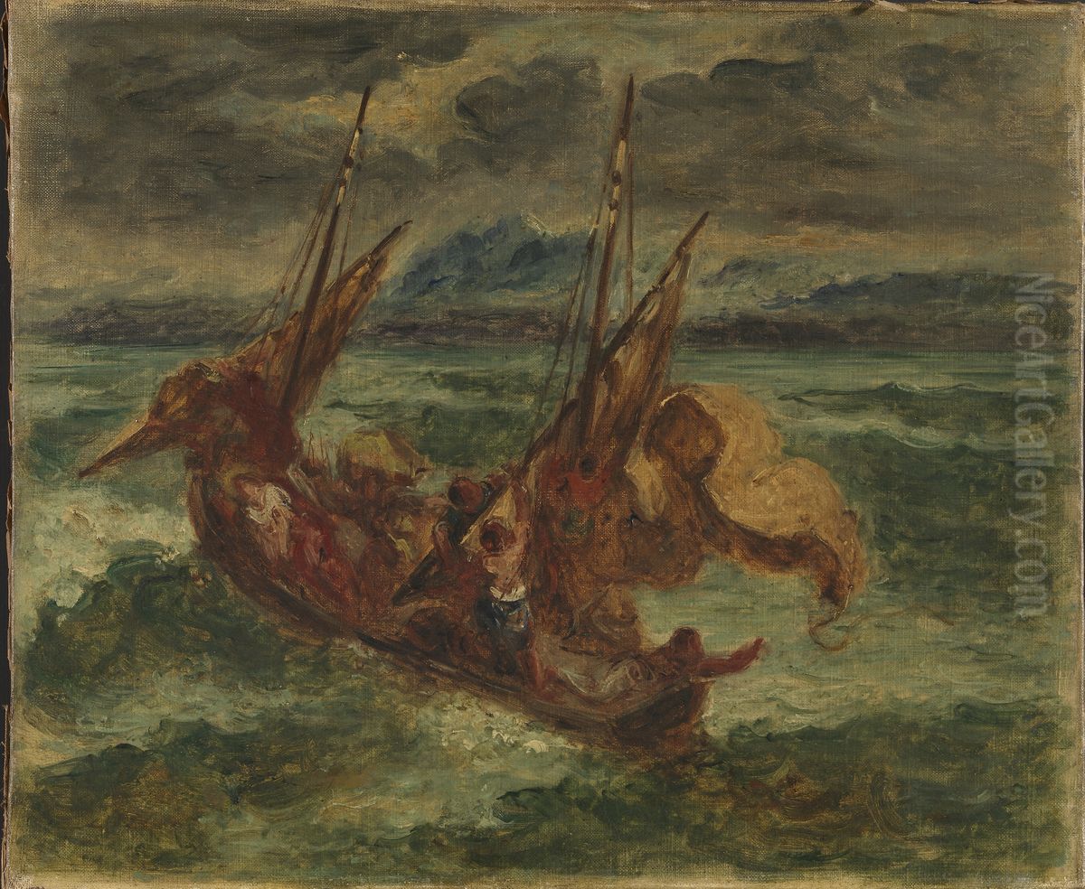 Christ on the Sea of Galilee Oil Painting by Eugene Delacroix