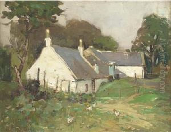 The Miller's House, Near Culroy, Ayrshire; And At The River Bank Oil Painting by Thomas Bonar Lyon