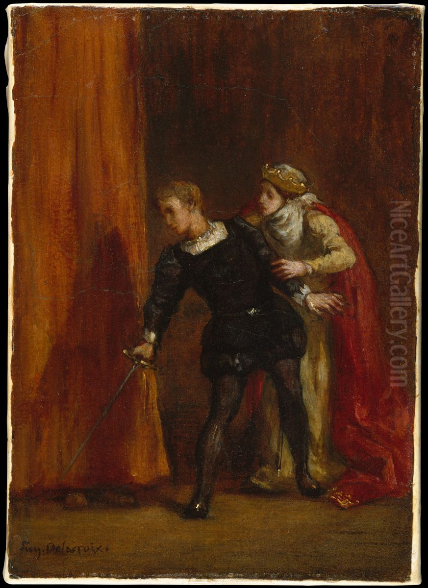 Hamlet and His Mother Oil Painting by Eugene Delacroix