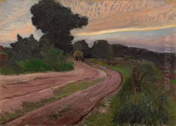 Ol Auf Karton Auf Leinwand 
Aufgezogen 43,5 X 59,8 Cm, Gerahmt. Unten Links Mit Graphit Signiert 
Fritz Mackensen . - Mit Unauffalligen Farbabsplitterungen Am Rand. Oil Painting by Fritz Mackensen