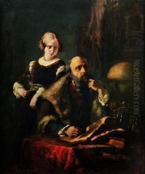 Faust Et Marguerite Oil Painting by Daniel Maclise