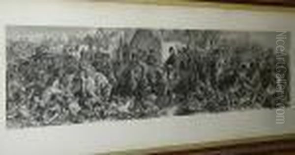 Wellington And Blucher, Meeting 
After The Battle Of Waterloo, Mixed Method Engraving By Lumb Stocks, On 
Wove, With Margins, Published By Art Union Of London 1875 Oil Painting by Daniel Maclise