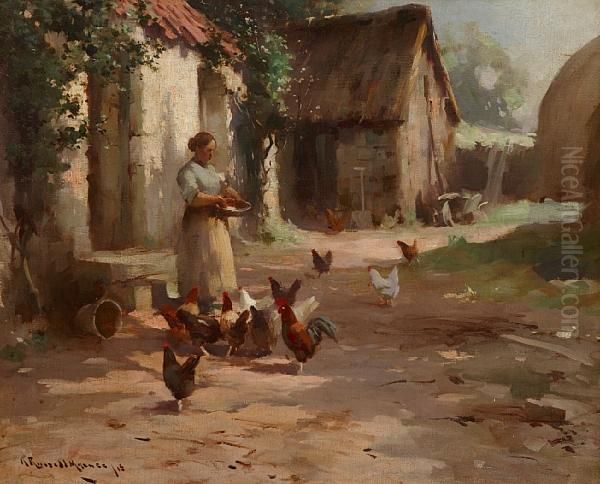Feeding Time Oil Painting by Robert Russell Macnee
