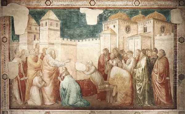 Scenes from the Life of St John the Evangelist- 2. Raising of Drusiana 1320 Oil Painting by Giotto Di Bondone