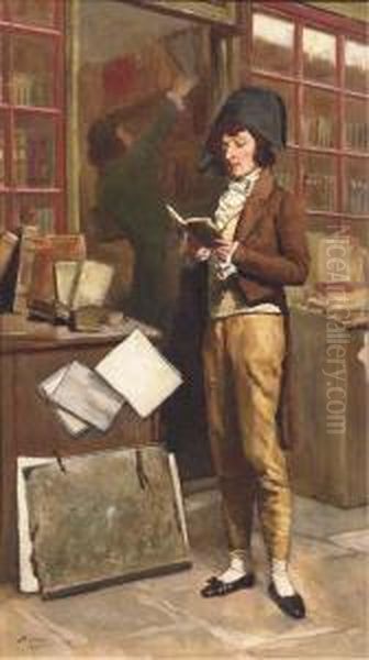 At The Bookshop Oil Painting by Jean-Baptiste Madou