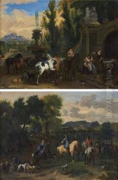 Scene De Pique-nique Pendant La Chasse
 Le Depart Pour La Chasse Oil Painting by Dirck Maas