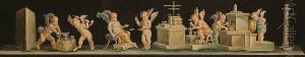 Putti As Artisans Oil Painting by Michaelangelo Maestri