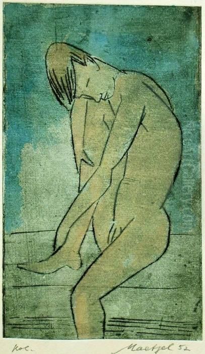 Sitzender Knabenakt Oil Painting by Emil Maetzel