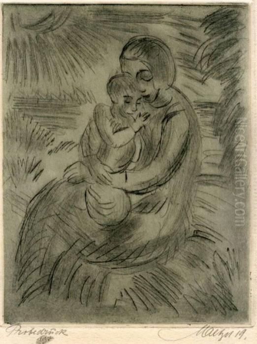 Mutter Und Kind Oil Painting by Emil Maetzel