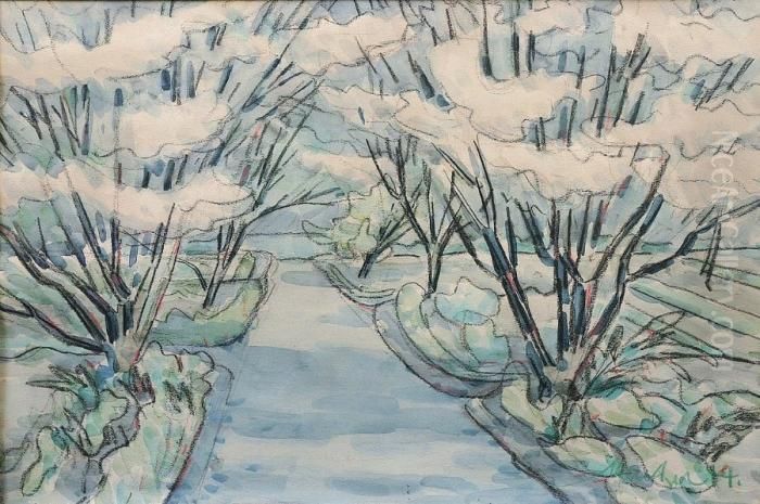 Cherry Blossom Oil Painting by Emil Maetzel