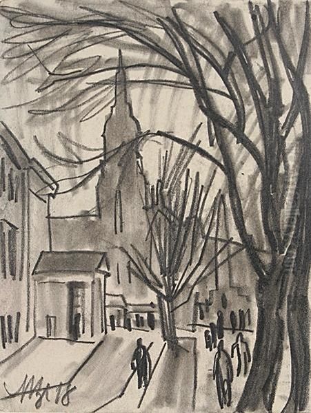 Hamburger Hauptbahnhof Und Eingang Der Kunsthalle Oil Painting by Emil Maetzel