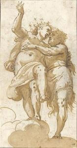 Two Allegorical Figures Probably
 A Design For A Ceiling Decoration Oil Painting by Francesco Maffei