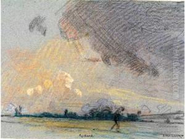 Rieux Pastel Et Fusain Sur 
Papier Gris Bleu. Signe En Bas A Droite Et Titre Au Milieu 16 X 21.70 Cm Oil Painting by Diogene Ulysse N. Maillart